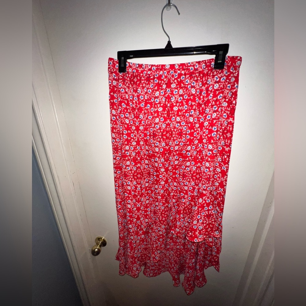 High low floral midi skirt